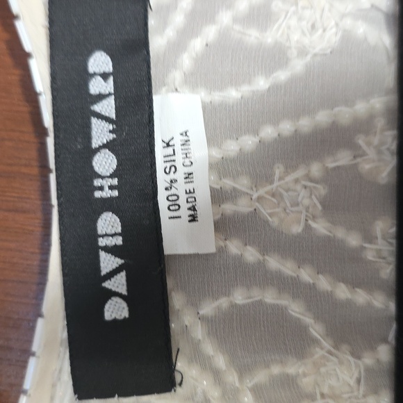 David Howard Silk Beaded Fringe Shawl - Picture 2 of 7
